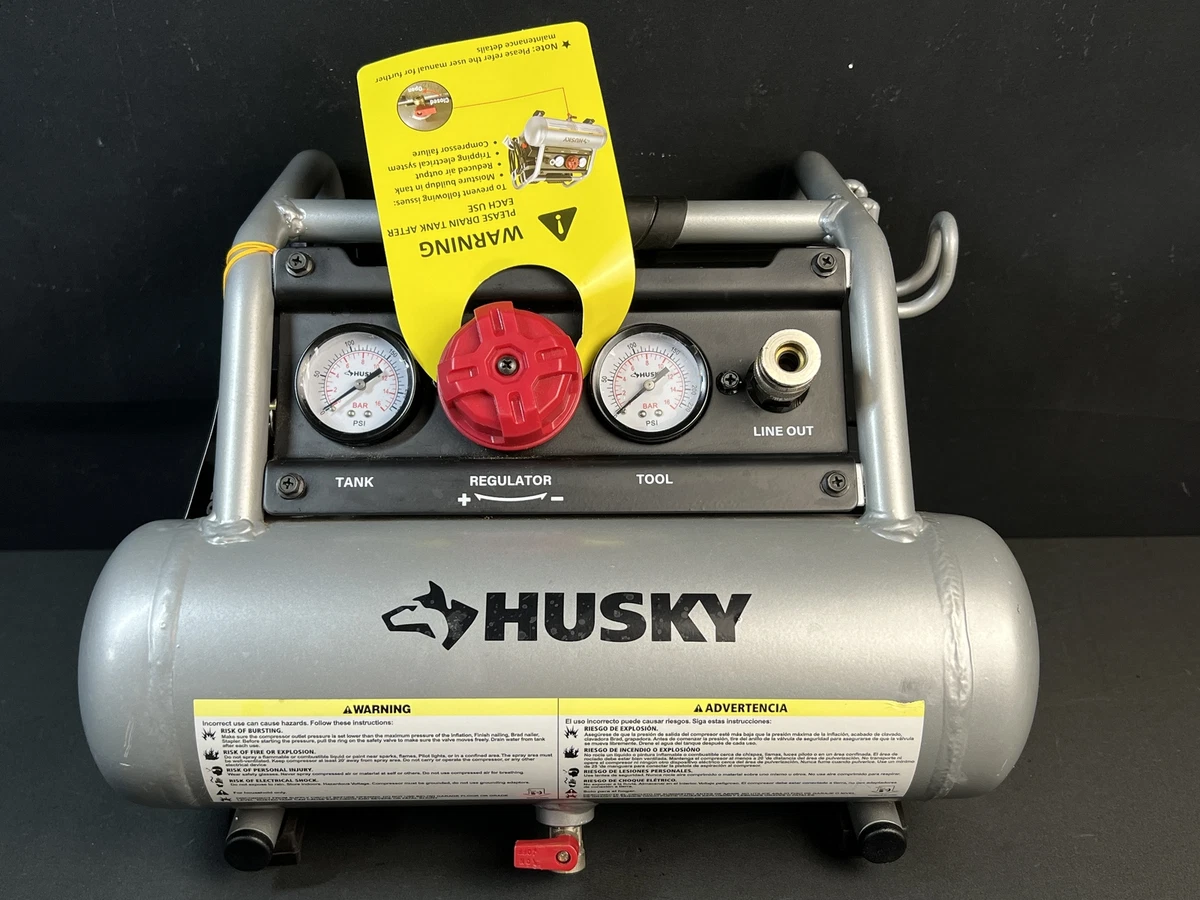 Husky 3300113 1 Gal. Portable Electric Powered Silent Air Compressor New