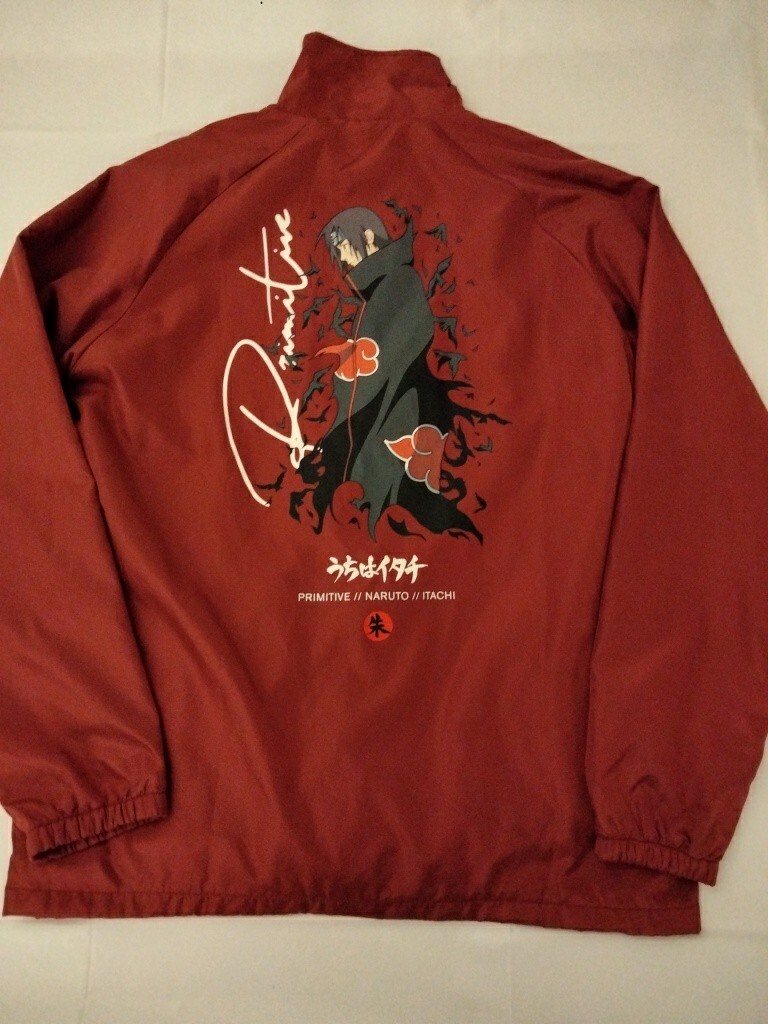 Primitive Naruto Medium Burgundy Snap Up Itachi Skate Coach Jacket