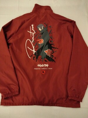Primitive Naruto Medium Burgundy Snap Up Itachi Skate Coach Jacket