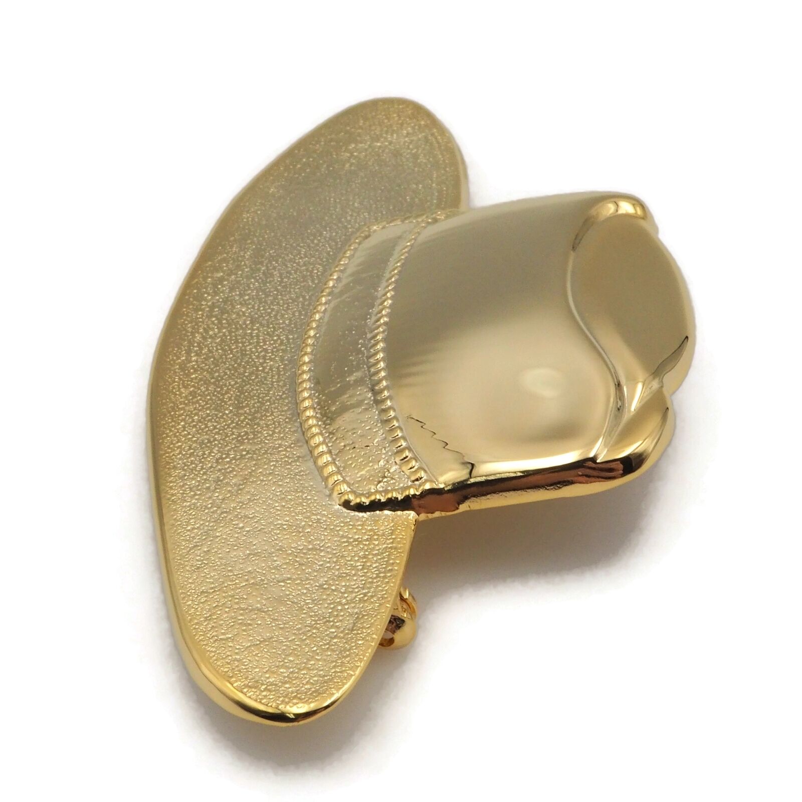 Vintage Gold Tone Metal Wide Brim Hat Fashion Smo… - image 4