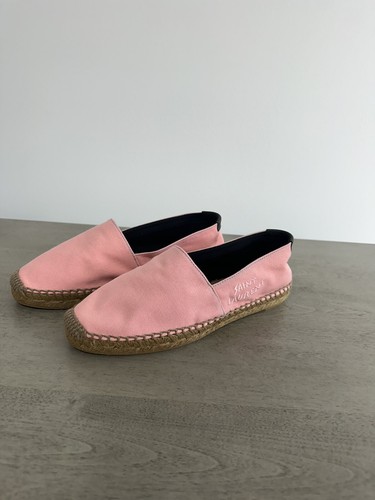 SAINT LAURENT Embroidered Espadrilles Canvas Eros Pink Size 8 US 38 EU - Picture 3 of 7