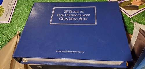 U.S Unc Coin Mint Sets Collection Postal Society W/ Stamps 1964-89!! 25 Panels!