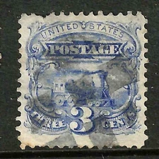 Sc #114 VF++ Centering Fancy Cancel 3 Cent Locomotive 1869 Pictorial US 6B12