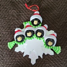 Personalized Christmas Ornament, Black Bears On Snowflake Family of 5, 2020 Gift