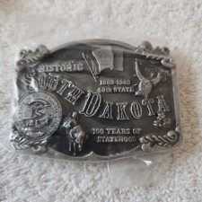Vintage Historic South Dakota 100 Years of Statehood Belt Buckle For 1.5 In Belt