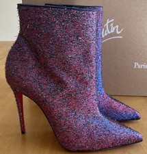 Christian Louboutin So Kate Lurex Starlight Glitter Ankle Bootie Shoes sz 37
