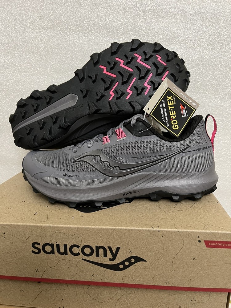 Saucony Peregrine 13 Goretex Gravel/Black Running Shoes Sizes 8-10 Women’s New
