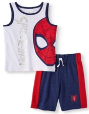 Boy's 2T Spiderman 2Pc Tank/Shorts Set Graphics Top Elastic Bottoms Fun Comfort