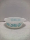 Vintage Glasbake White Milk Glass Blue Thistle Oval 2 Qt Casserole