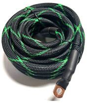 25ft 1/0 Gauge BLACK/GREEN SNAKESKIN OFC Wire Strands Copper Marine Cable AWG