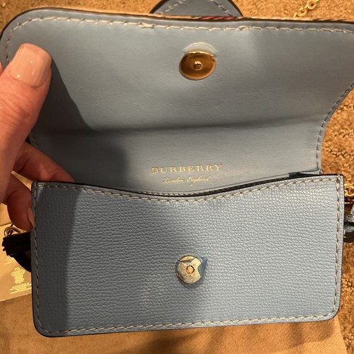 Burberry Blue Check Plaid Chain Shoulder Bag - Picture 5 of 5