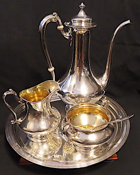 Antique silver tea shop set markings