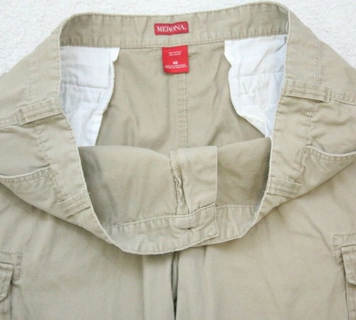 Merona Cargo Dress Shorts Beige Mens Flat Front Cotton 46 Waist X 10 Inseam LL21 - Picture 6 of 12