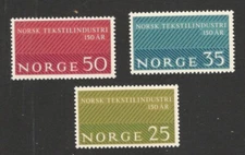 NORWAY -MNH SET - 150 YEARS OF THE NORWEGIAN TEXTILE INDUSTRY - 1963.