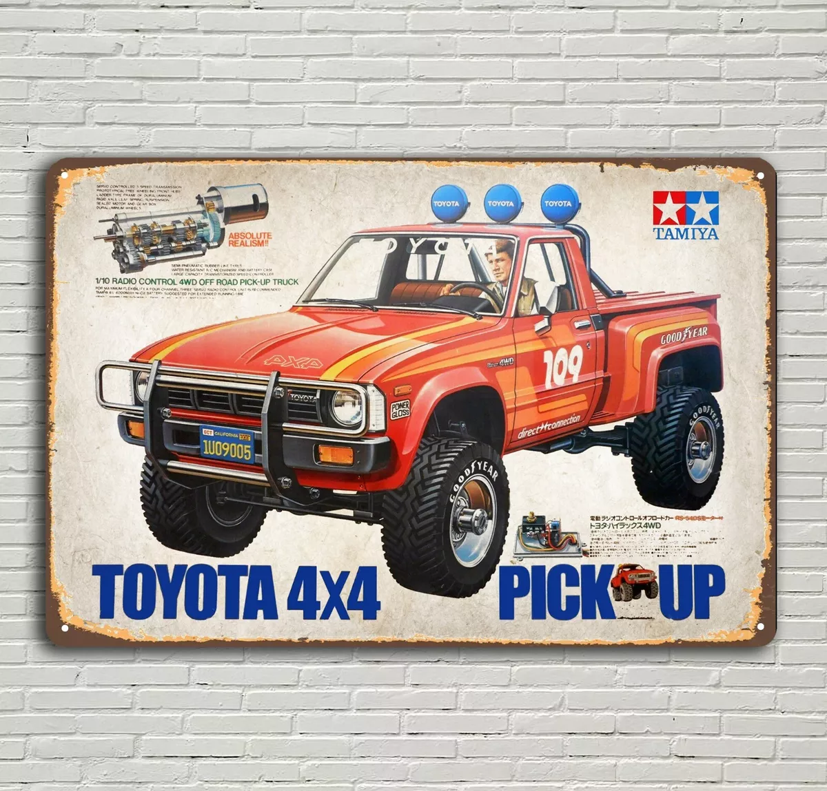 Vintage Rc Car Metal Sign Poster - Tamiya Toyota 4x4 Pick-Up Truck -  20x30cm