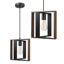 EDISHINE Farmhouse Pendant Light Fixture,Rustic Hanging Light Fixture Adjustable