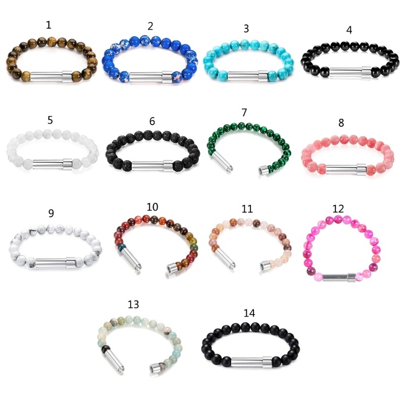 Adjustable 8mm Natural Stone Bead Wristband for Women Men Girls Ladies