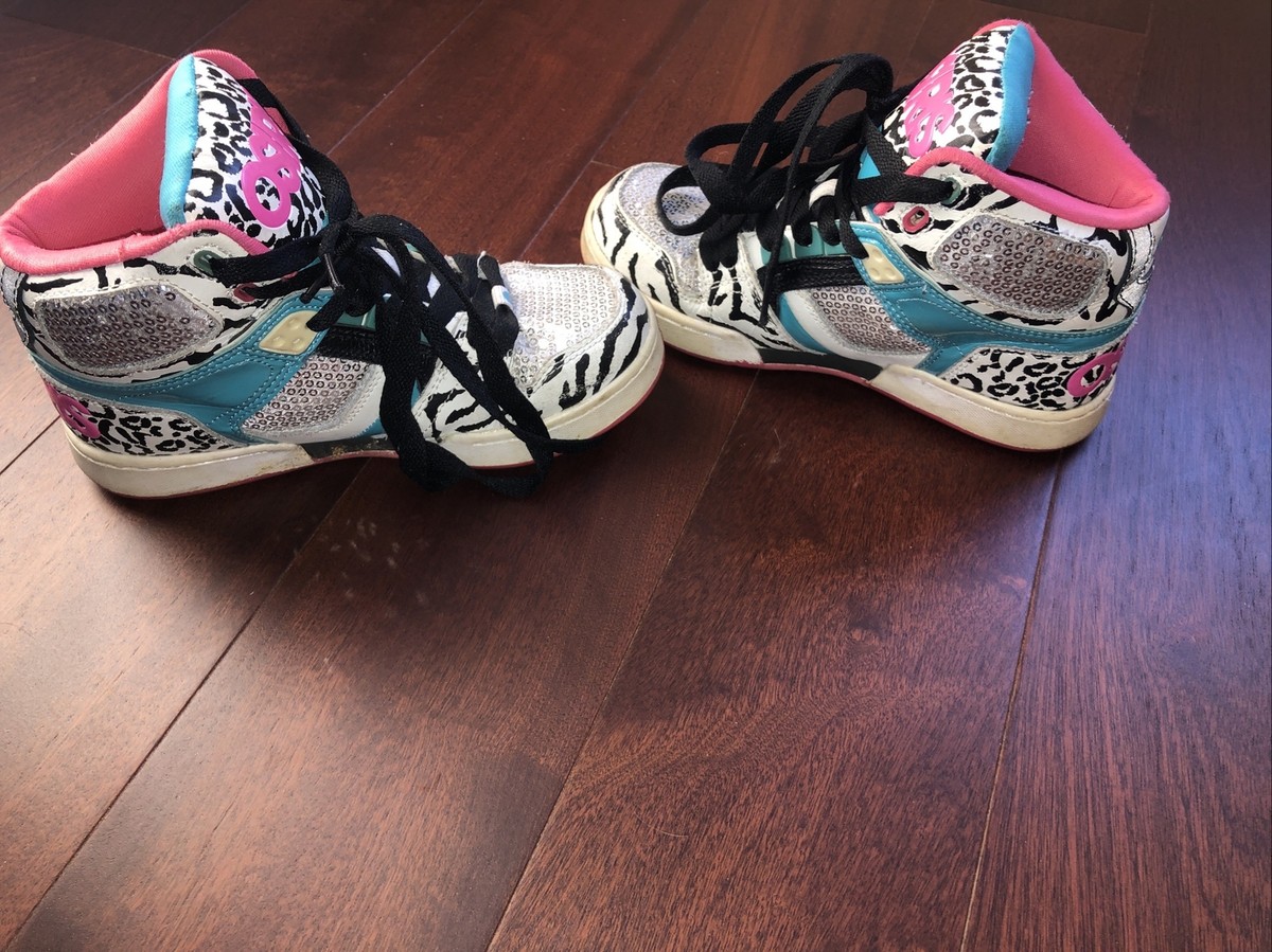 OSIRIS NYC 83 SLM Girls High Top Sequin Zebra Print Pink