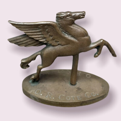 Scarce Antique MOBIL OIL GASOLINE DEALER BRONZE PEGASUS PAPERWEIGHT O. R. COTE