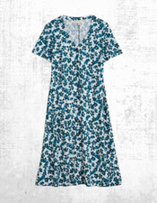 Womens Seasalt Jersey Cotton Tea Dress Sea Breeze Floral Teal (A Bit Defect)
