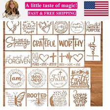21 Pcs Christian Stencils for Crafts Religious Faith Bible Verse Stencil