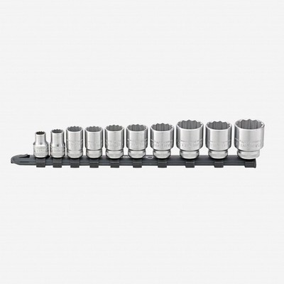 Stahlwille 12917/10-45 Outside Hex Socket Set on Plastic Socket Strip, Metric, 3