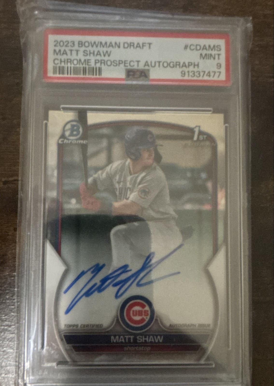 2023 Bowman Draft - Chrome Prospect Autographs Matt Shaw #CDA-MS (AU, RC) PSA 9