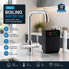 Tempo 3 In 1 Boiling Water Kitchen Tap Tank Filter WRAS Chrome