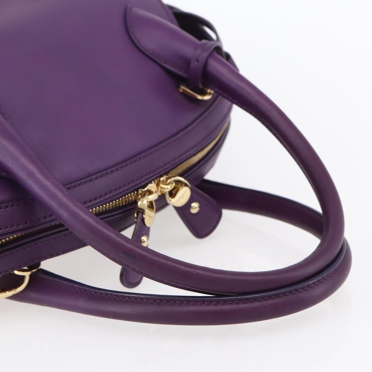 Salvatore Ferragamo Gancini Hand Bag Leather 2way Purple Gold Auth