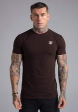Image of SikSilk Men's Muscle Fit Crew Neck Essentials T-Shirt Tee Brown