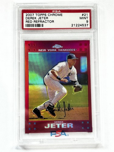 2007 Topps Chrome - Derek Jeter #21 Red Refractor /99 PSA 9