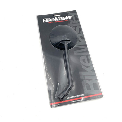 BikeMaster - 600020 Single Scooter Motorcycle Mirror, 8mm Black Round Long Stem