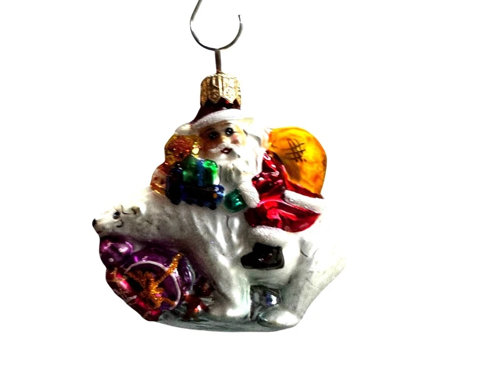 Christopher Radko Little Gems 骑马熊圣诞老人装饰品 1999 2000 3 英寸 Wi — 第 2/4 张图片