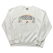 Vintage Pittsburgh Steelers Sweatshirt Lee Sport Size XL White Embroidered