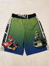 Nintendo Mario Kart Swim Trunks Shorts Boys Size Sm 6/7 Mario Luigi Racing