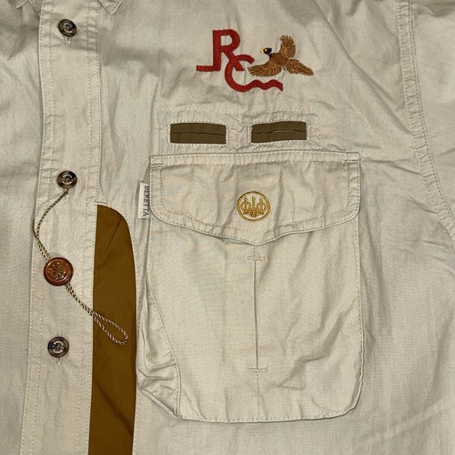 Beretta RC Upland Shooting Shirt Mens Medium Hunting Beige Brown Embroidered - Picture 5 of 11