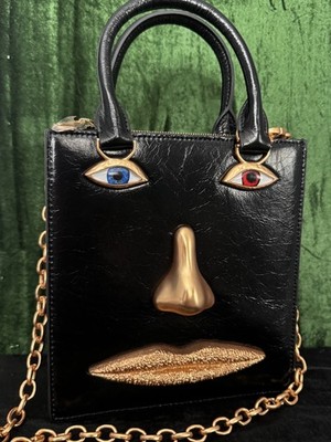 SCHIAPARELLI Style Face Bag Schiaparelli Anatomy  Leather Black w/BOX AAA qualit