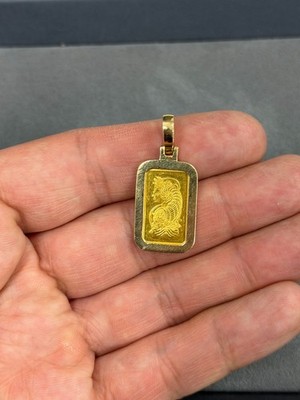 Pamp Suisse 2,50 Gramm 999,9 FEINGOLDBARREN AU Barren Anhänger Charm 14k Rahmen