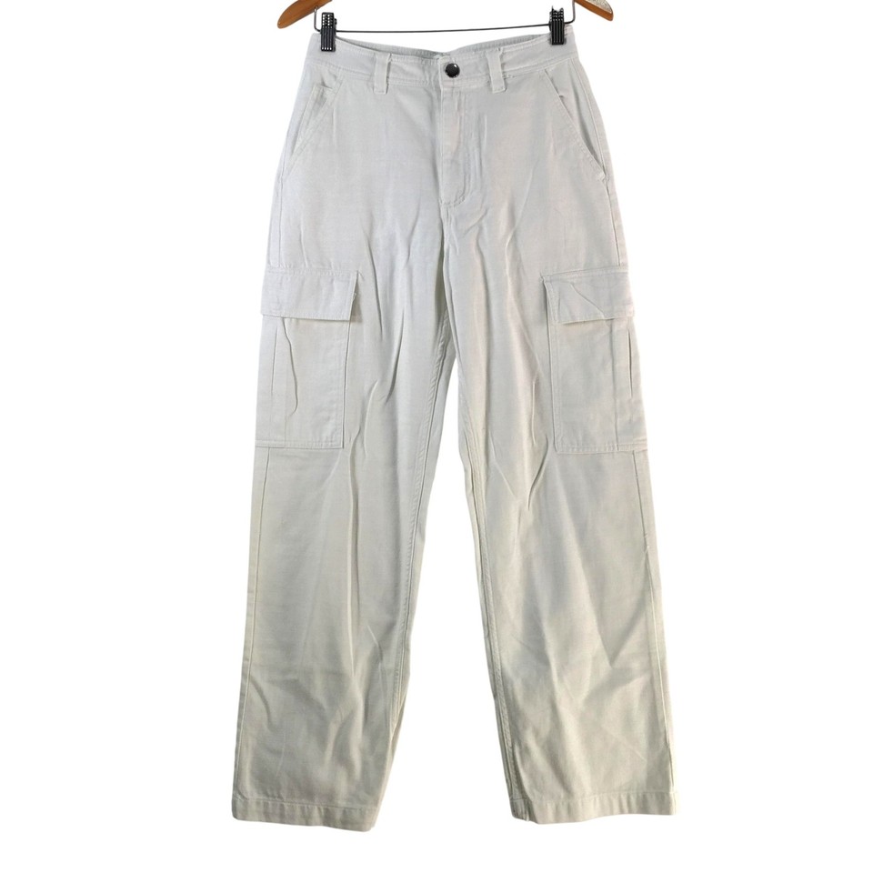 Cotton On Pants Womens 6 White Cargo Twill Straight Pockets Summer 141039