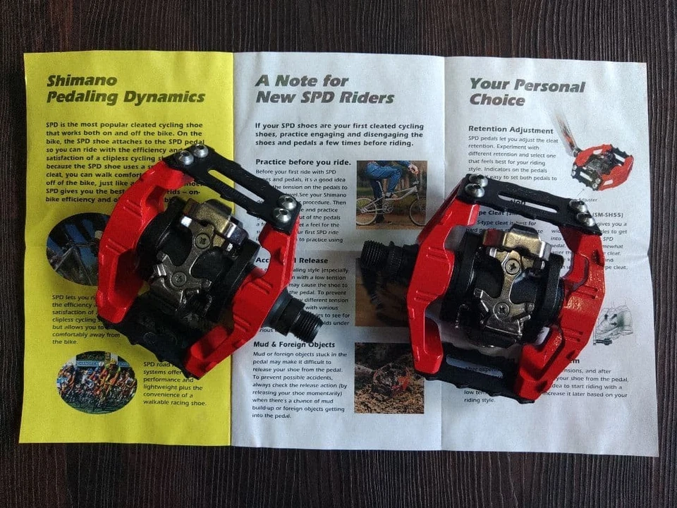 Pedales de plataforma Shimano PD-M636 DX SPD rojo negro MTB excelente Foto 2 de 4