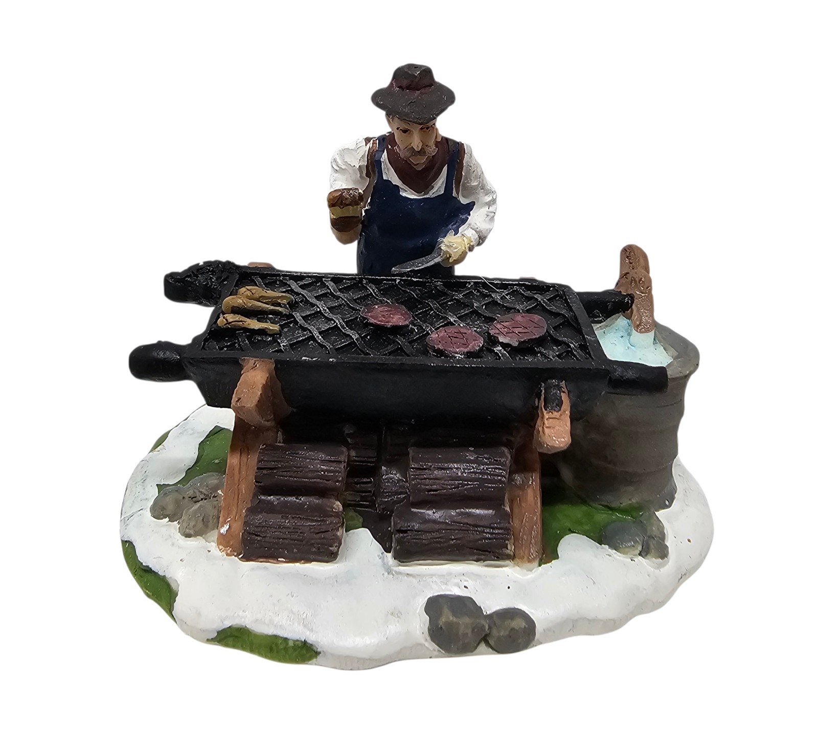 Holiday Time Bar Grill- Christmas Village Figurine BBQ Man Grilling