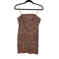 Urban Outfitters Colette Mini Dress 6 Brown Linen Leopard Print Cocktail Party