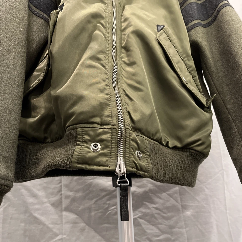 Diesel bomber jacket olive green/grey wool sleeves MA-1 bomber Men’s size Large - Image 2 of 4