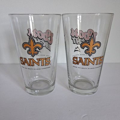 New Orleans Saints Coors Light NFL Pint Glasses 2006 Vintage Bar Man Cave Set 2