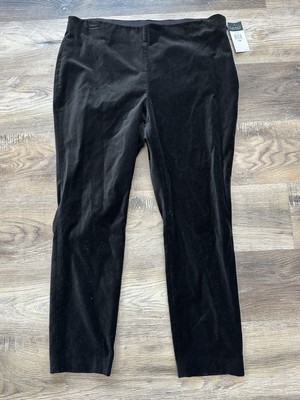 Lauren Ralph Lauren Black Velvet Straight Leg Pants Womens Size 16W Stretch 