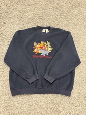 Vintage Disney Winnie the Pooh  Friends Adult XL Fleece Sweatshirt Navy Blue