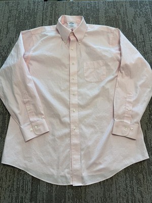 Brooks Brothers Dress Shirt Mens 18 Pink Regent Non Iron Long Sleeve Cotton