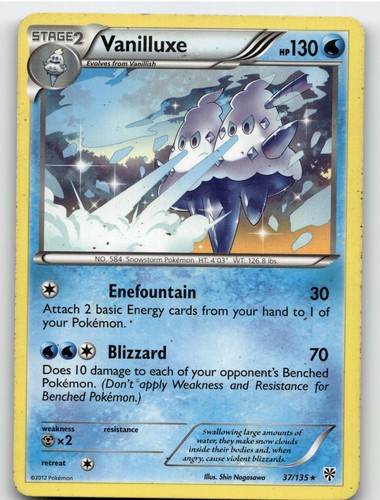 VANILLUXE 37/135 RARE PLASMA STORM POKEMON MODERATELY PLAYED