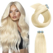 YILITE 16in Real Human Hair Tape-in Extensions Platinum Blonde 20P 40g Invisible