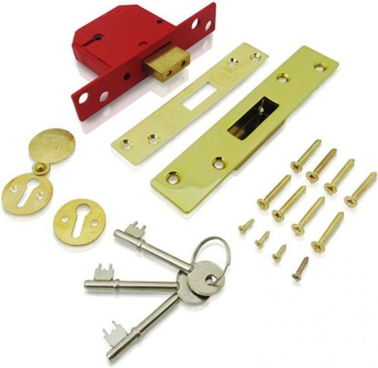 Union 2134E Mortice Deadlock 5 Lever 3"" (79mm) Brass BS Rated - New - VAT inc